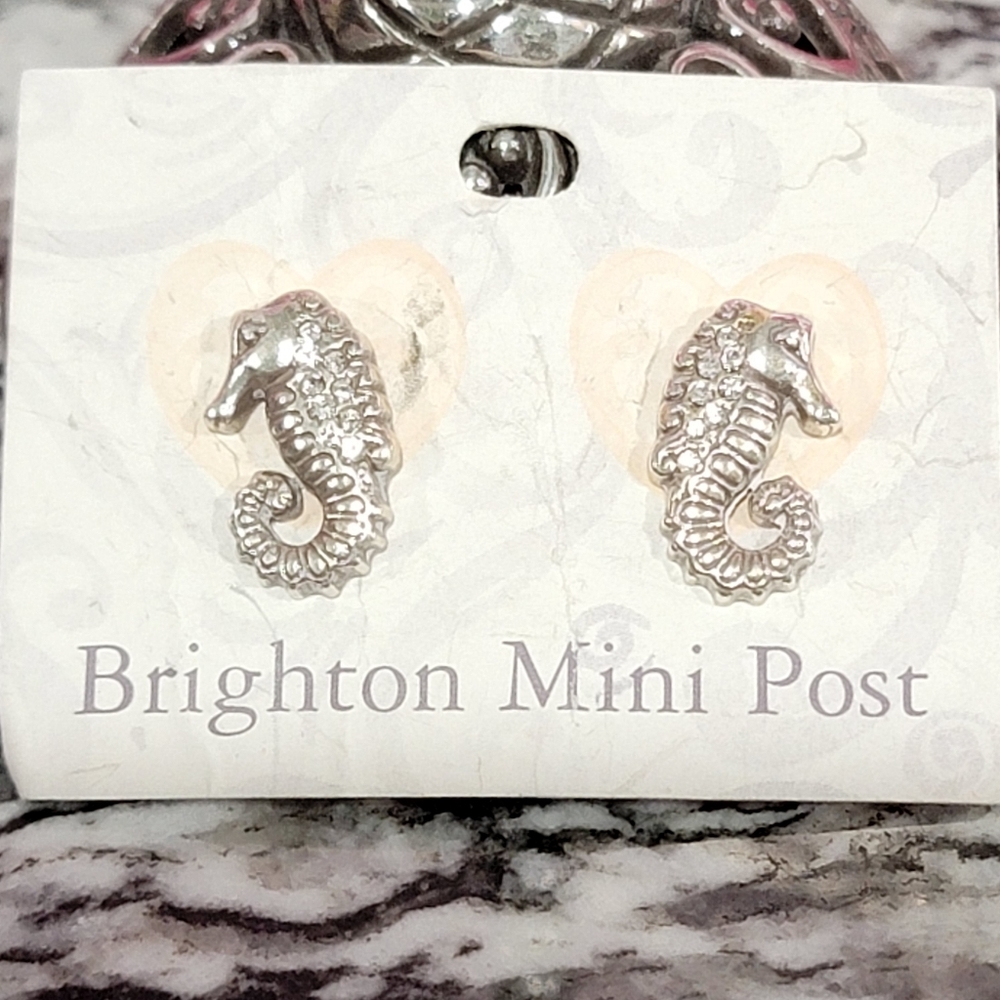 VERY RARE RETIRED BRIGHTON NWT ANGELICA SEAHORSE MINI POST EARRINGS